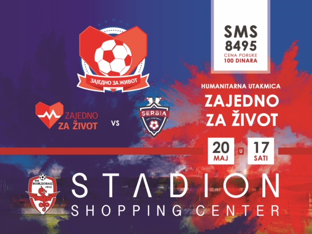 Фудбалери, глумци и певачи 20. маја на Вождовцу играју ,,Заједно за живот!